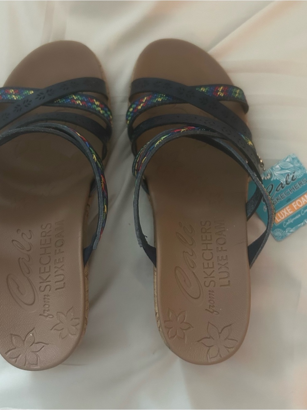 Skechers Women's Blue Strappy Sandals with Multicolor Accent